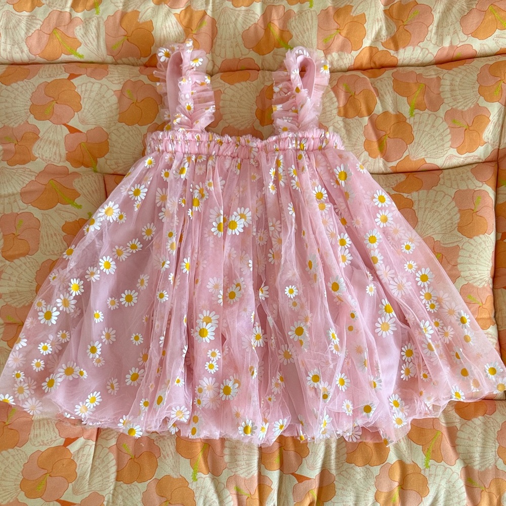 Pink Floral Tulle Dress